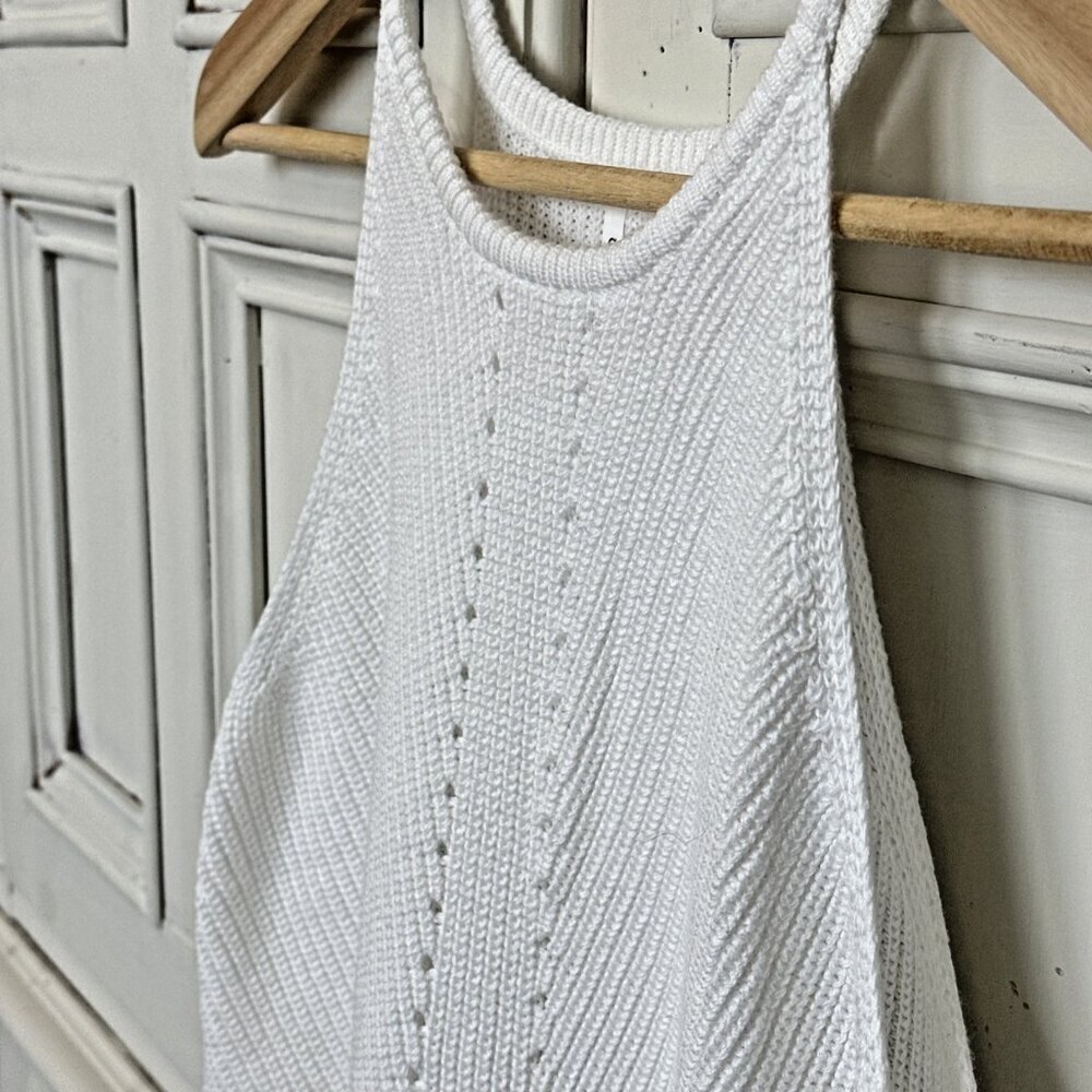 Women Small Fashion Scoop Neck Knit Tank Top Casual Loose Sleeveless Split Sides - Picture 4 of 13